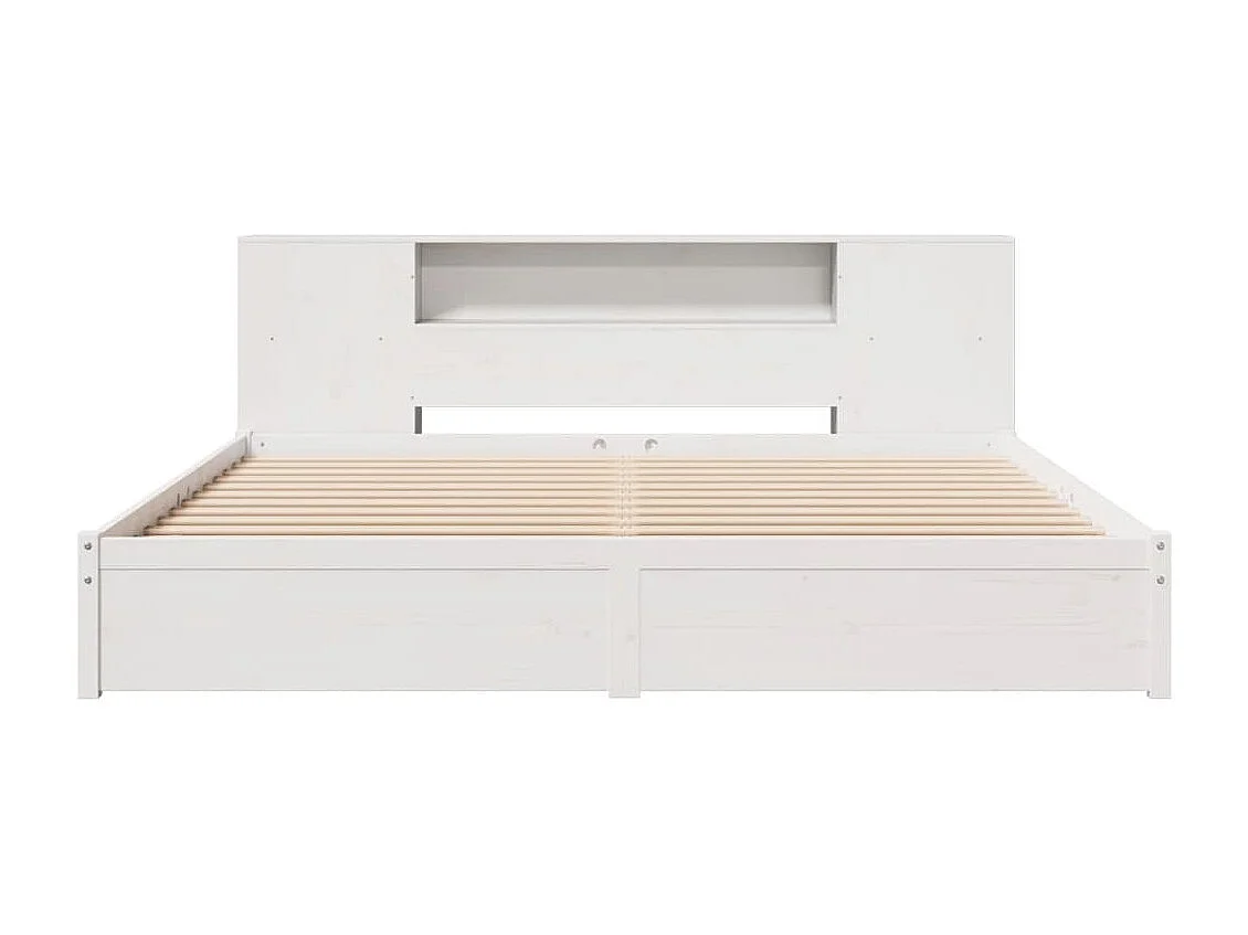 Lit bibliothèque sans matelas blanc 180x200 cm bois pin massif