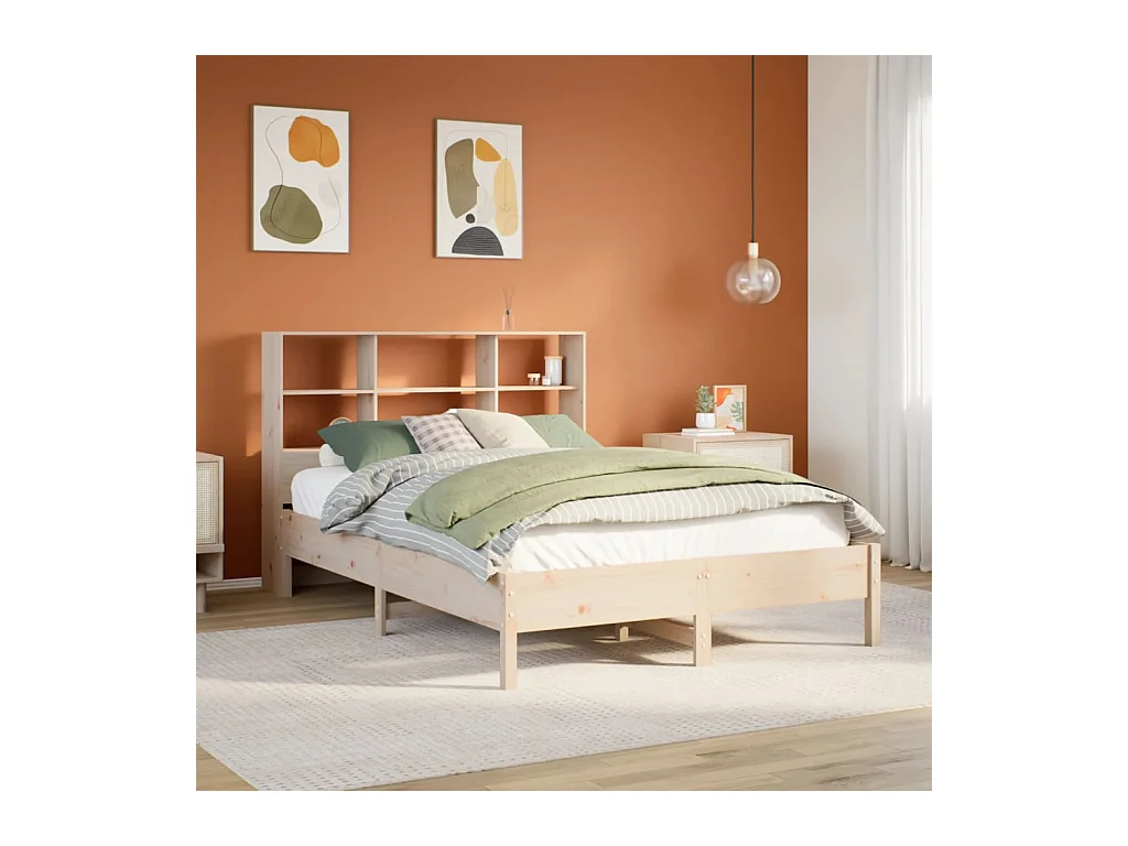 Letto Libreria senza Materasso 150x200 cm in Legno di Pino