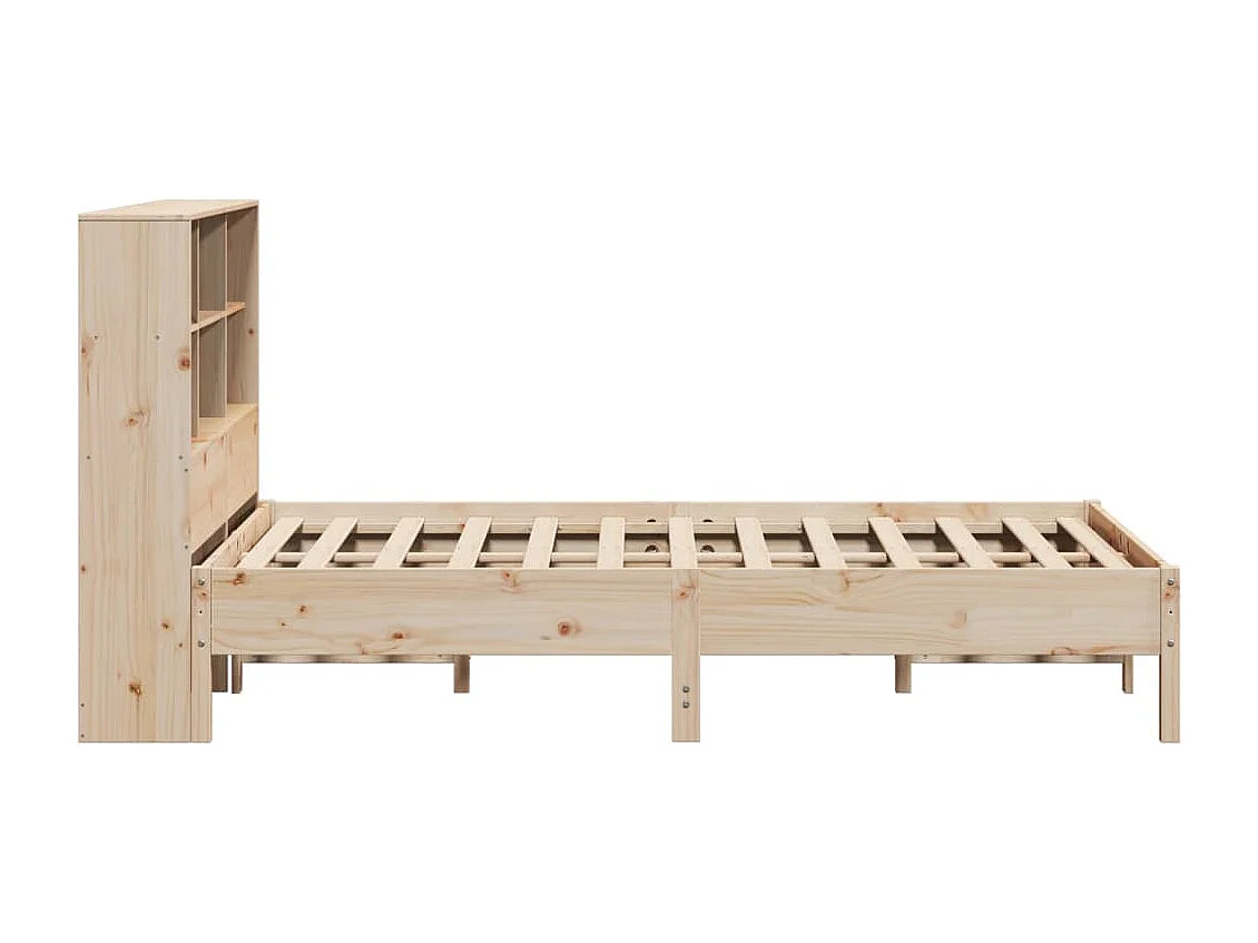 Lit bibliothèque sans matelas 150x200 cm bois massif de pin