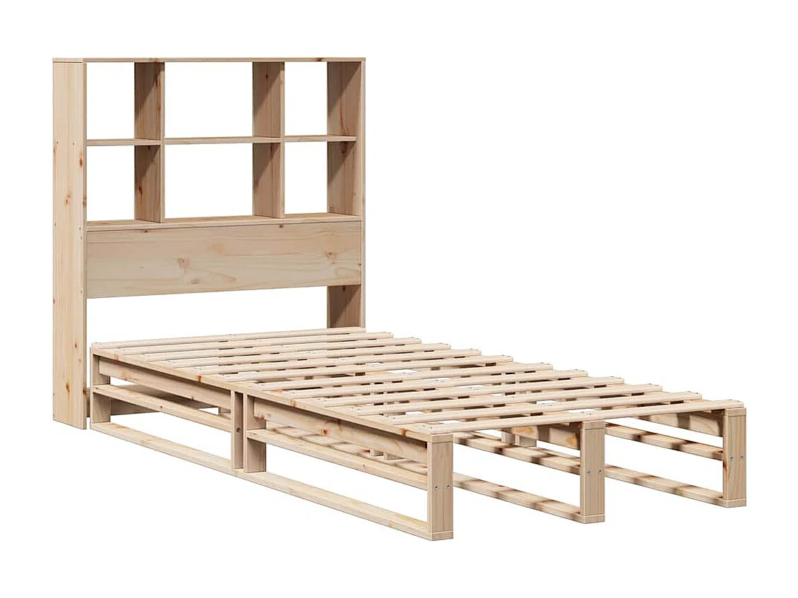 Lit bibliothèque sans matelas 90x190 cm bois massif