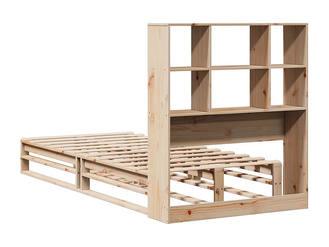Lit bibliothèque sans matelas 90x190 cm bois massif
