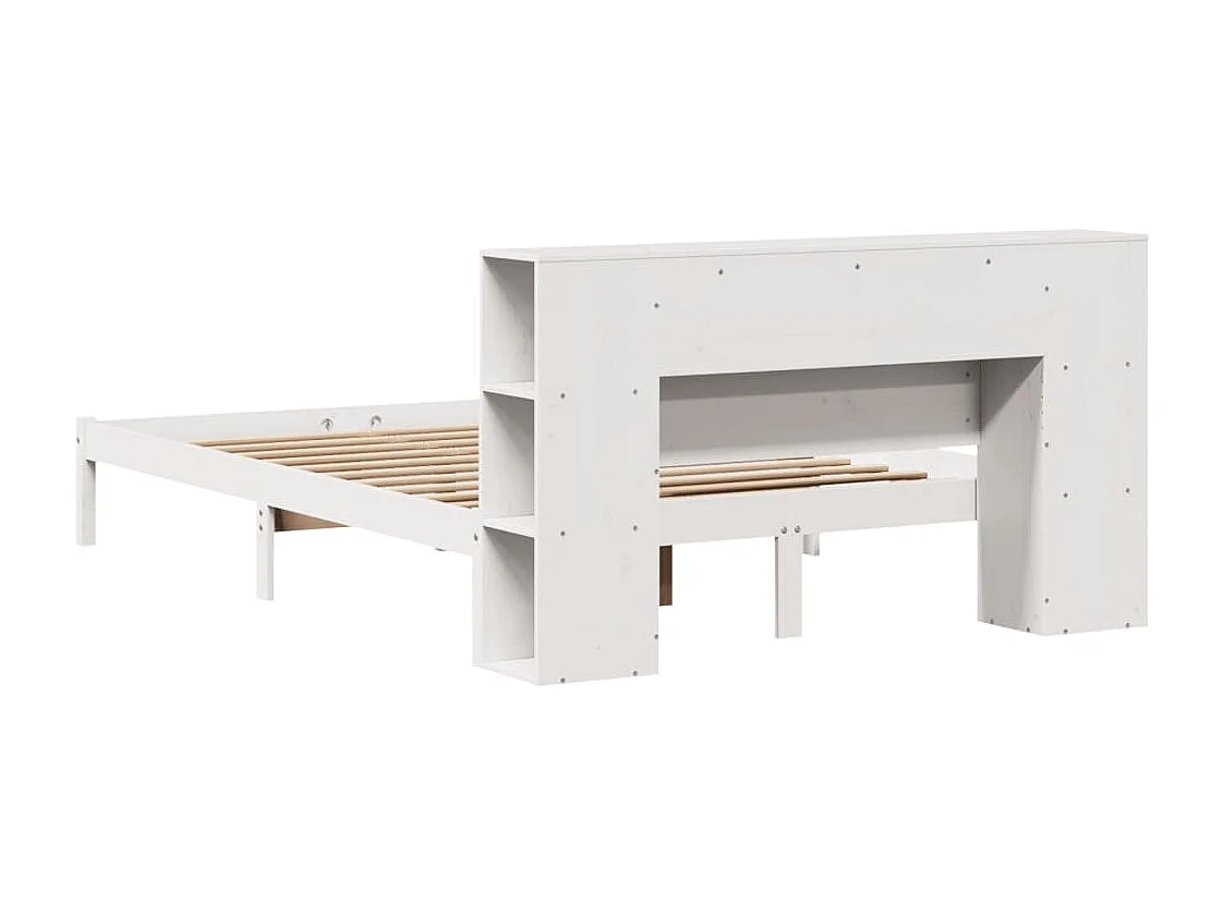 Cama com estante sem colchão 160x200 cm pinho maciço branco