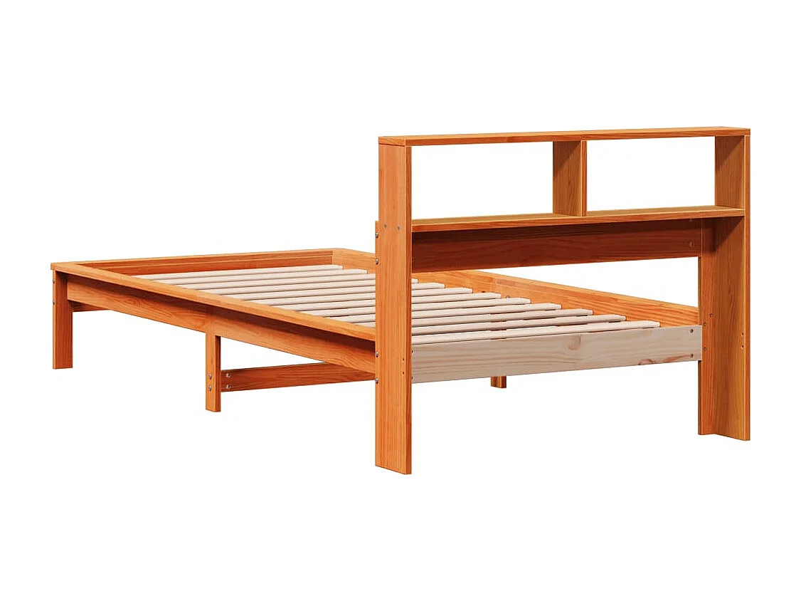 Cama c/ estante sem colchão 100x200cm pinho maciço castanho-mel