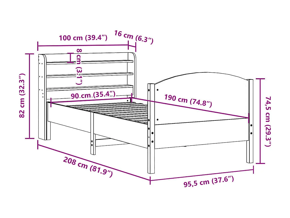 Cadre de lit sans matelas sonoma gris 140x200 cm