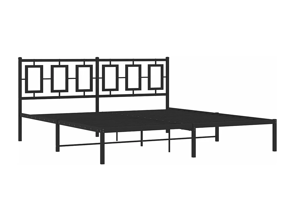Cadre de lit métal sans matelas avec tête de lit noir 183x213cm