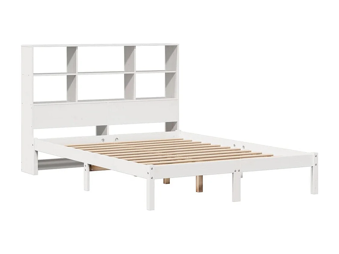 Lit bibliothèque sans matelas blanc 120x200 cm bois pin massif