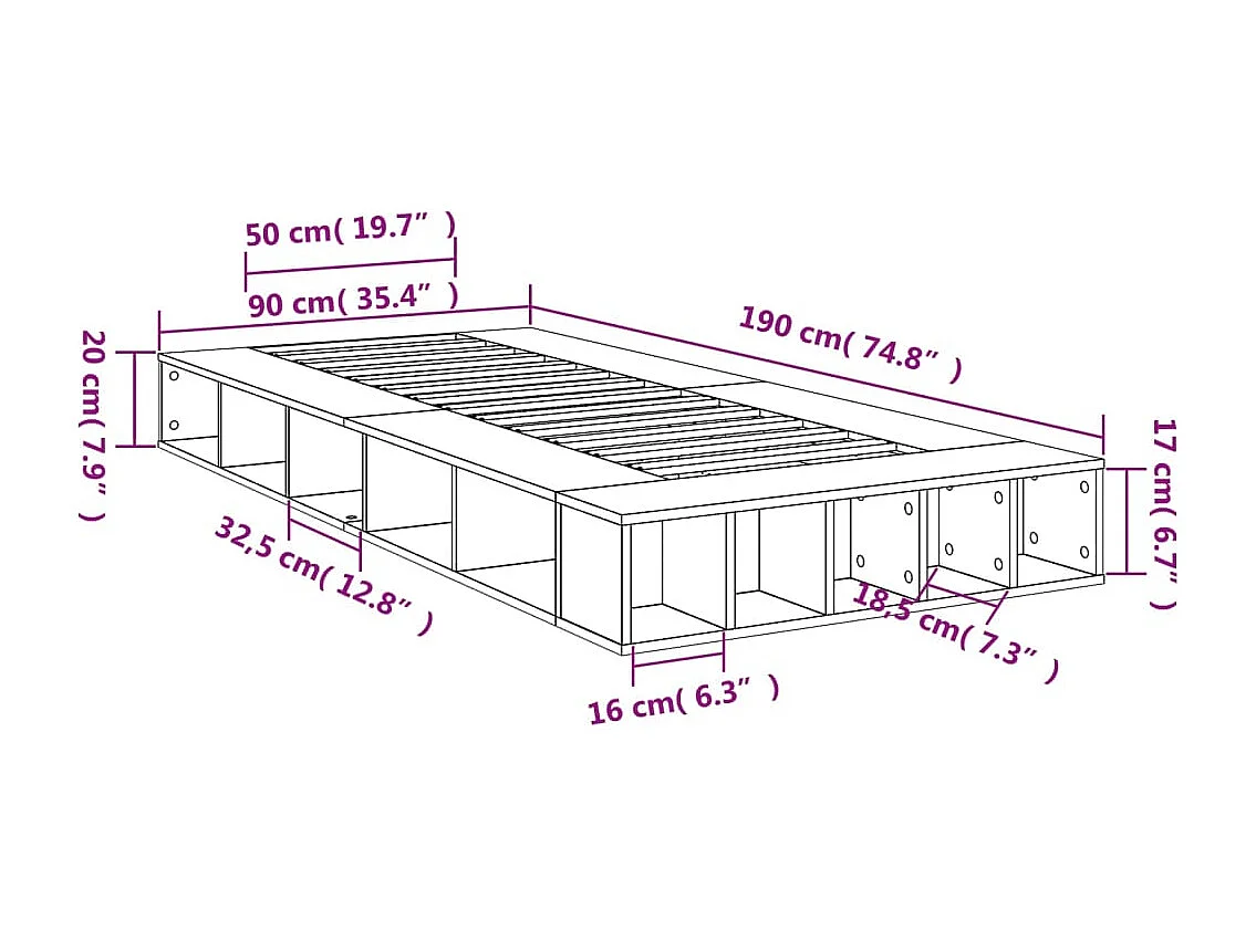 Cadre de lit sans matelas noir 90x190 cm