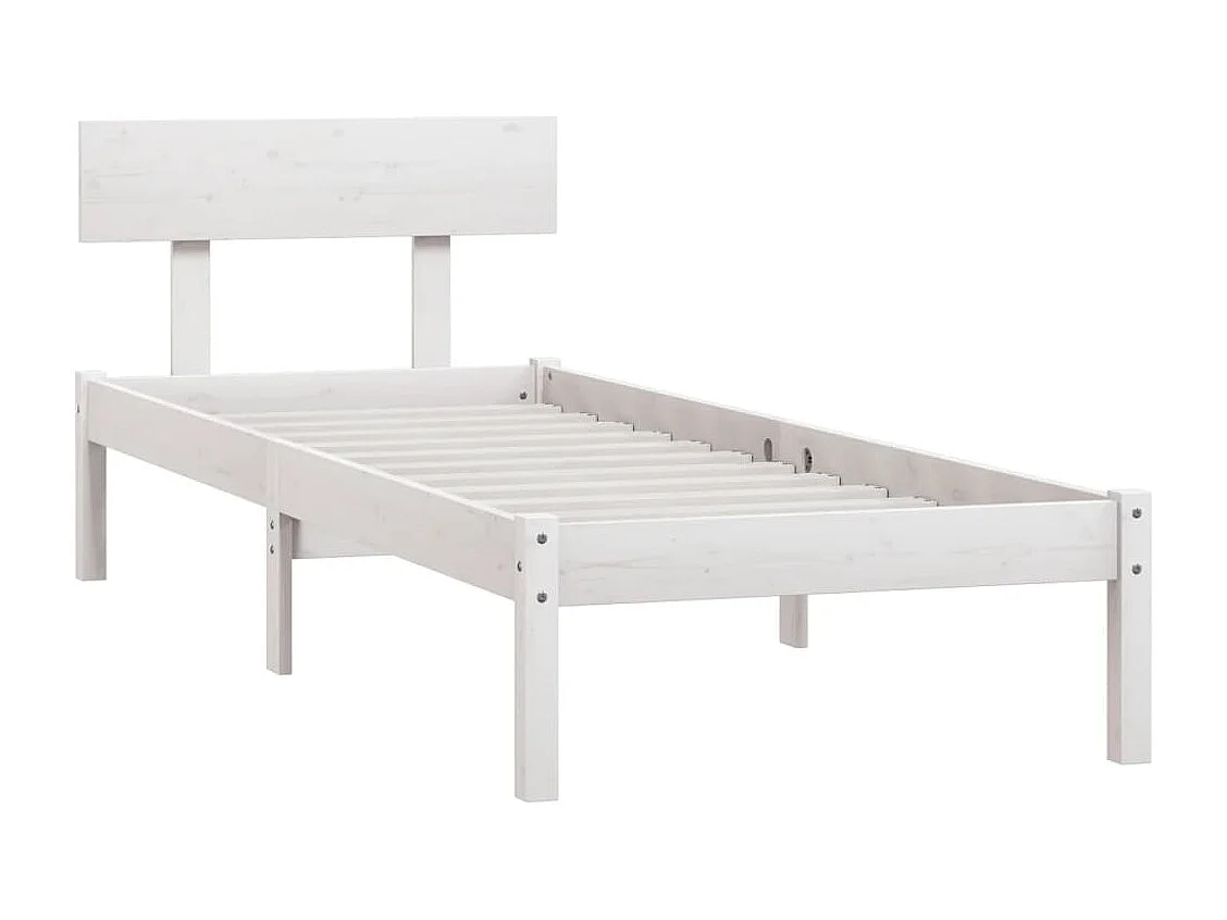 Cadre de lit sans matelas blanc bois massif 100x200 cm