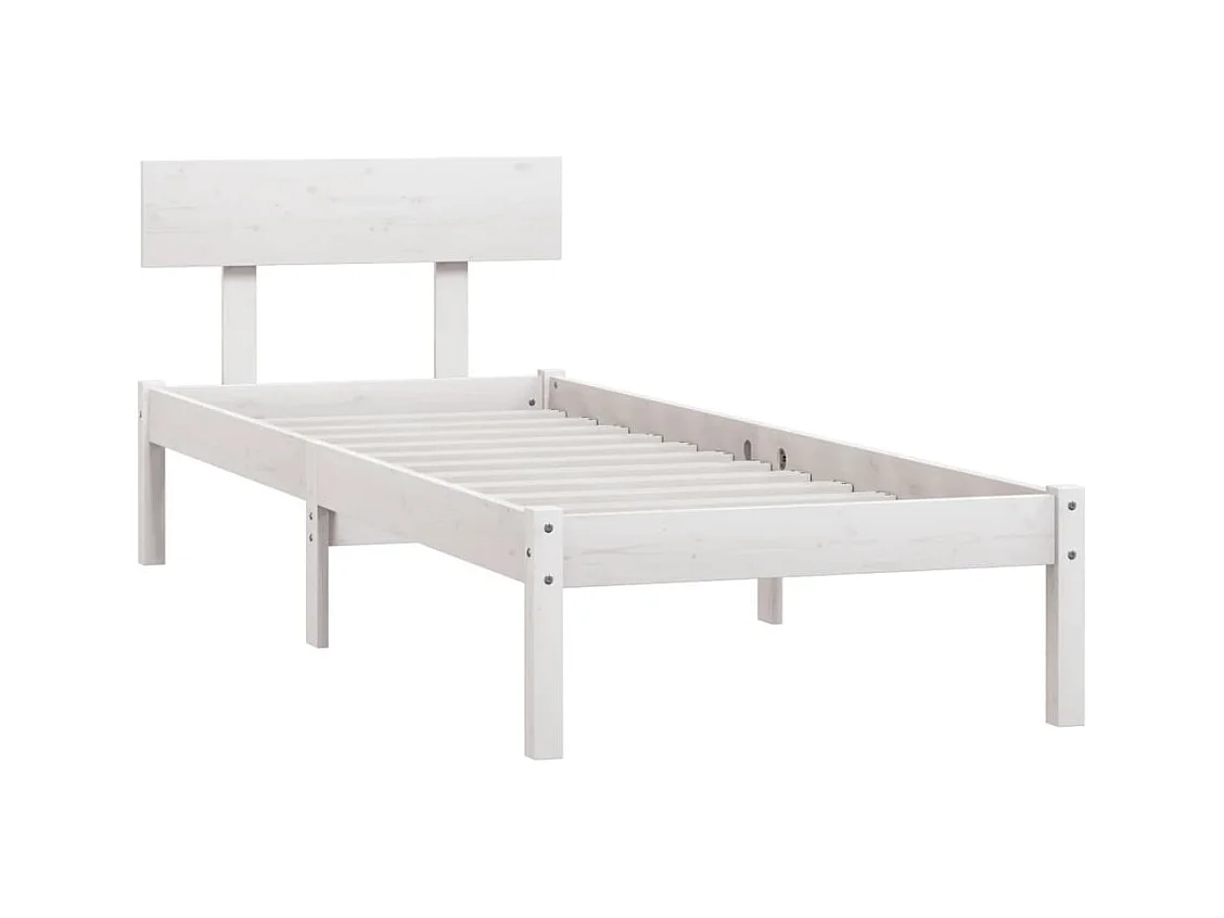 Bedframe massief grenenhout wit 100x200 cm