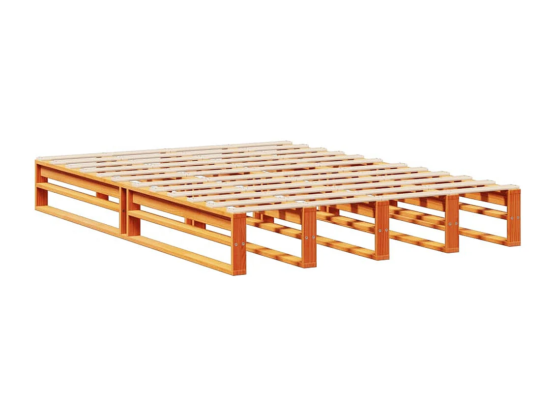 Lit bibliothèque sans matelas cire marron 140x200cm bois massif