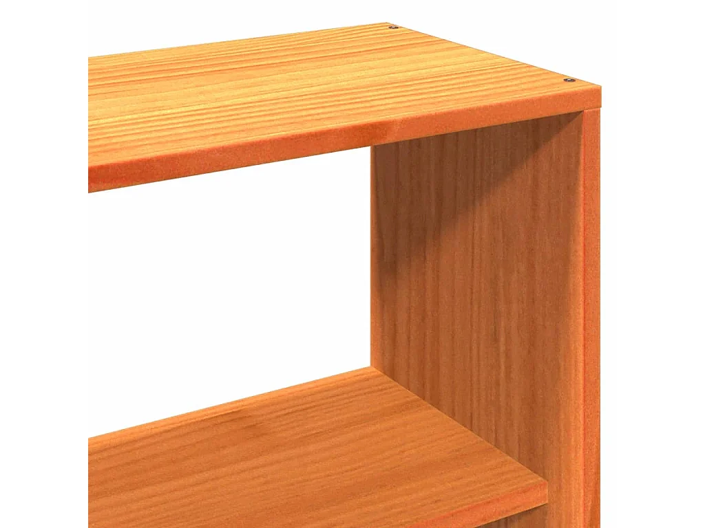 Lit bibliothèque sans matelas cire marron 140x200cm bois massif