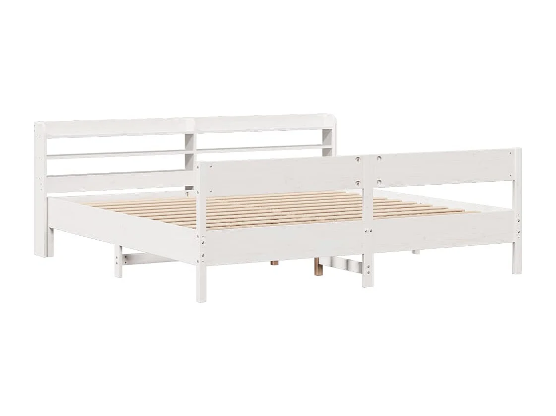 Cadre de lit sans matelas blanc 200x200 cm bois massif de pin
