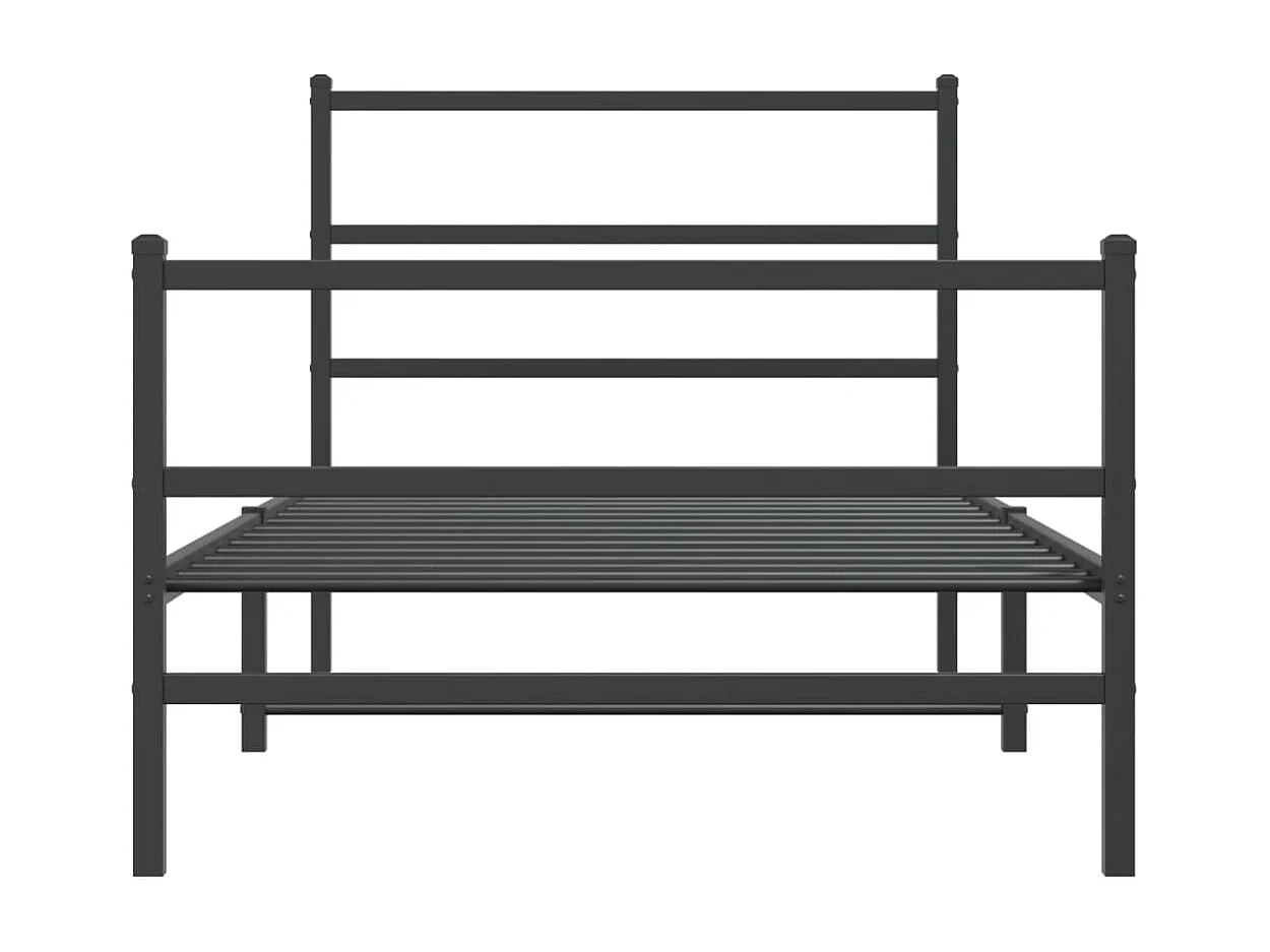 Cadre de lit métal sans matelas avec pied de lit noir 107x203cm