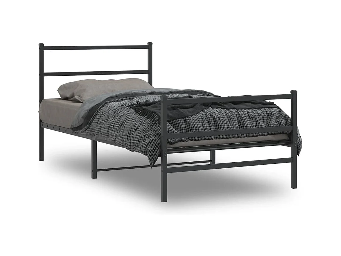 Bettgestell mit Kopf- und Fußteil Metall Schwarz 107x203 cm