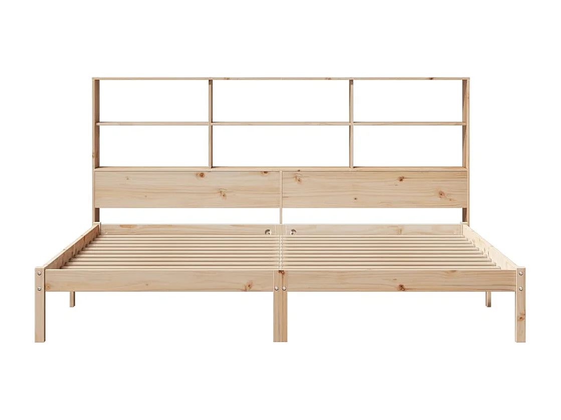 Lit bibliothèque sans matelas 200x200 cm bois massif de pin