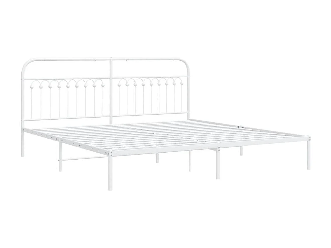 Cadre de lit métal sans matelas et tête de lit blanc 193x203 cm