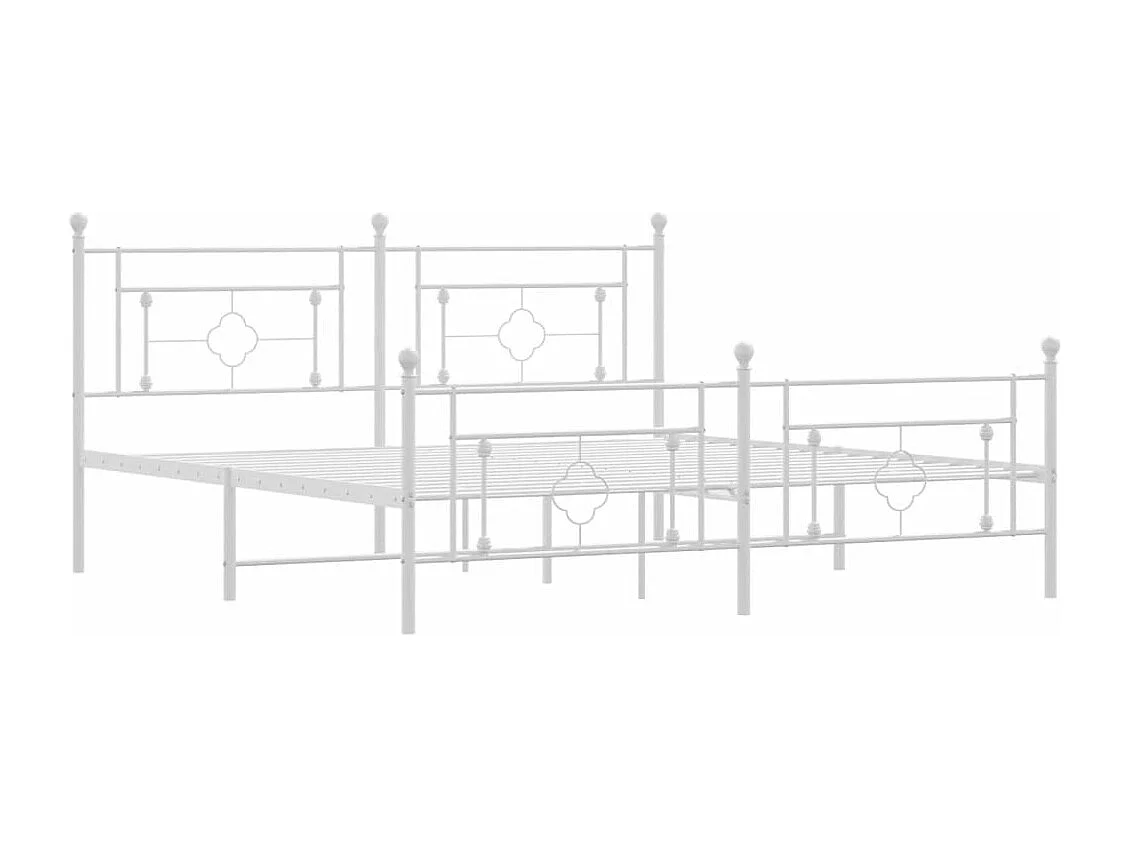 Estrutura de cama com cabeceira e pés 183x213 cm metal branco