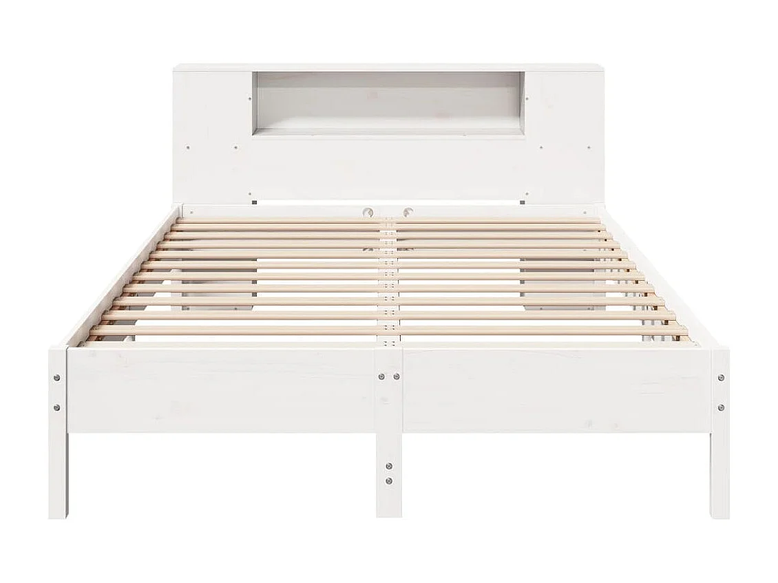 Lit bibliothèque sans matelas blanc 120x200 cm bois pin massif