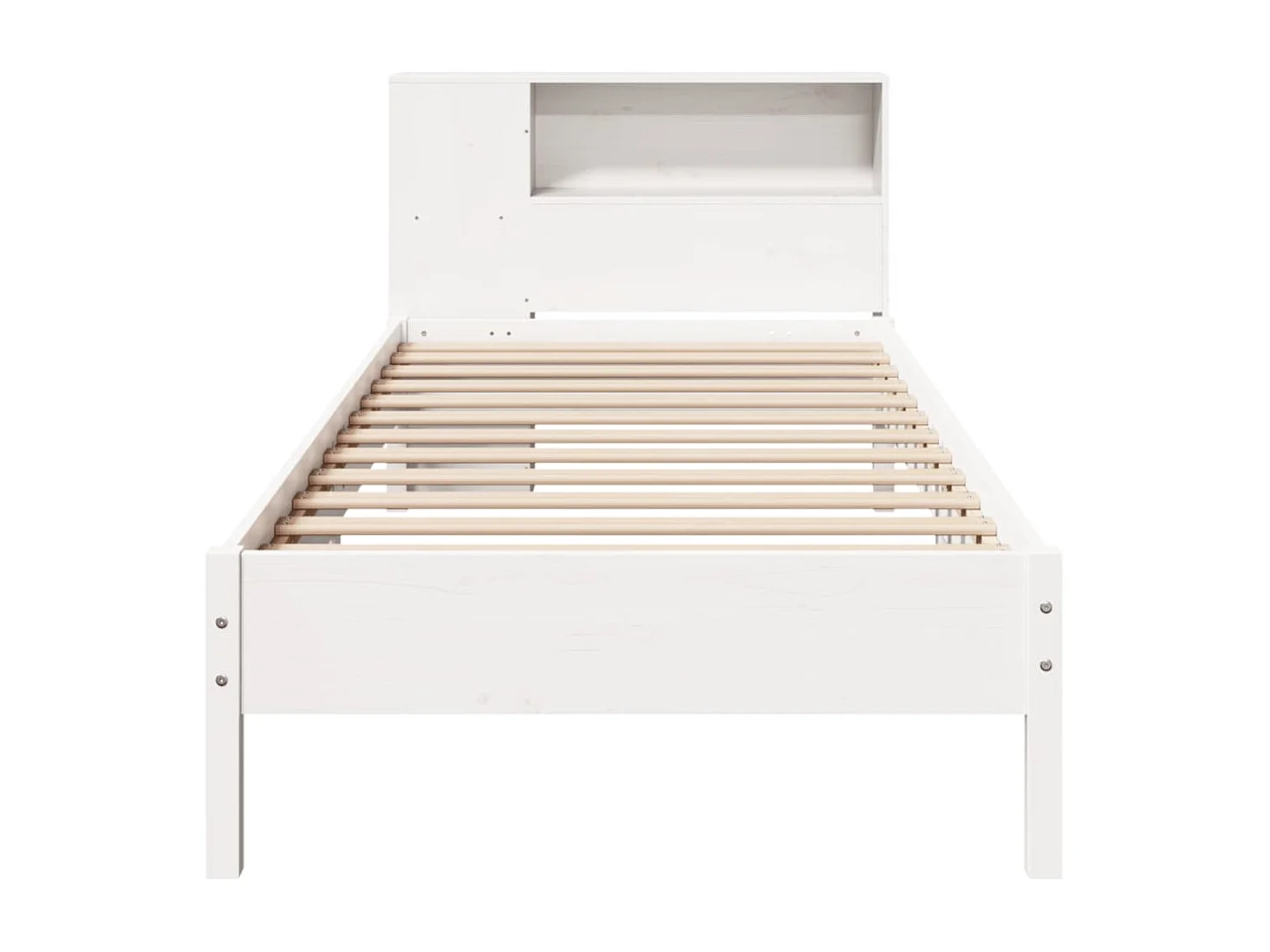 Lit bibliothèque sans matelas blanc 90x190cm bois de pin massif