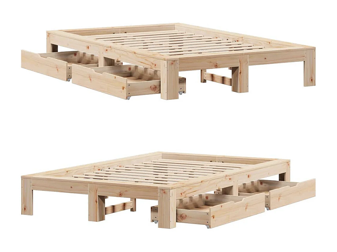 Cadre de lit sans matelas 135x190 cm bois de pin massif