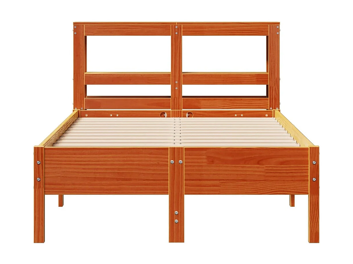 Cadre de lit sans matelas cire marron 120x190cm bois pin massif