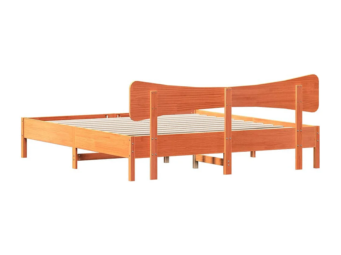 Giroletto senza Materasso Marrone Cera 160x200 cm Legno di Pino