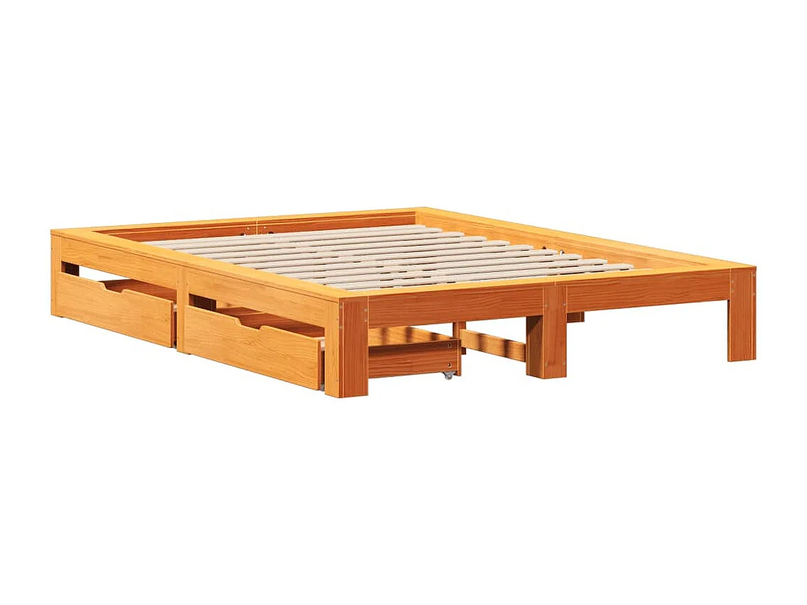 Cadre de lit sans matelas cire marron 140x190cm bois pin massif