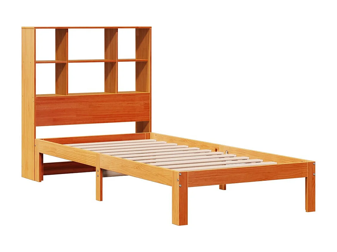 Lit bibliothèque sans matelas cire marron 75x190 cm pin massif
