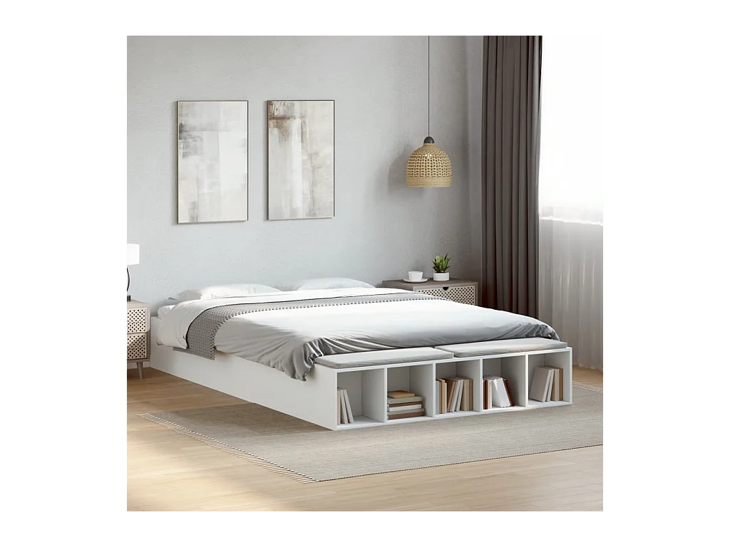 Cadre de lit sans matelas blanc 150x200 cm
