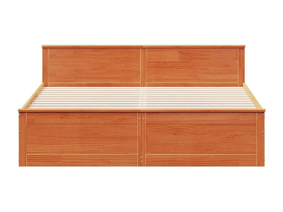Cama sin colchón con cabecero madera de pino marrón 180x200 cm
