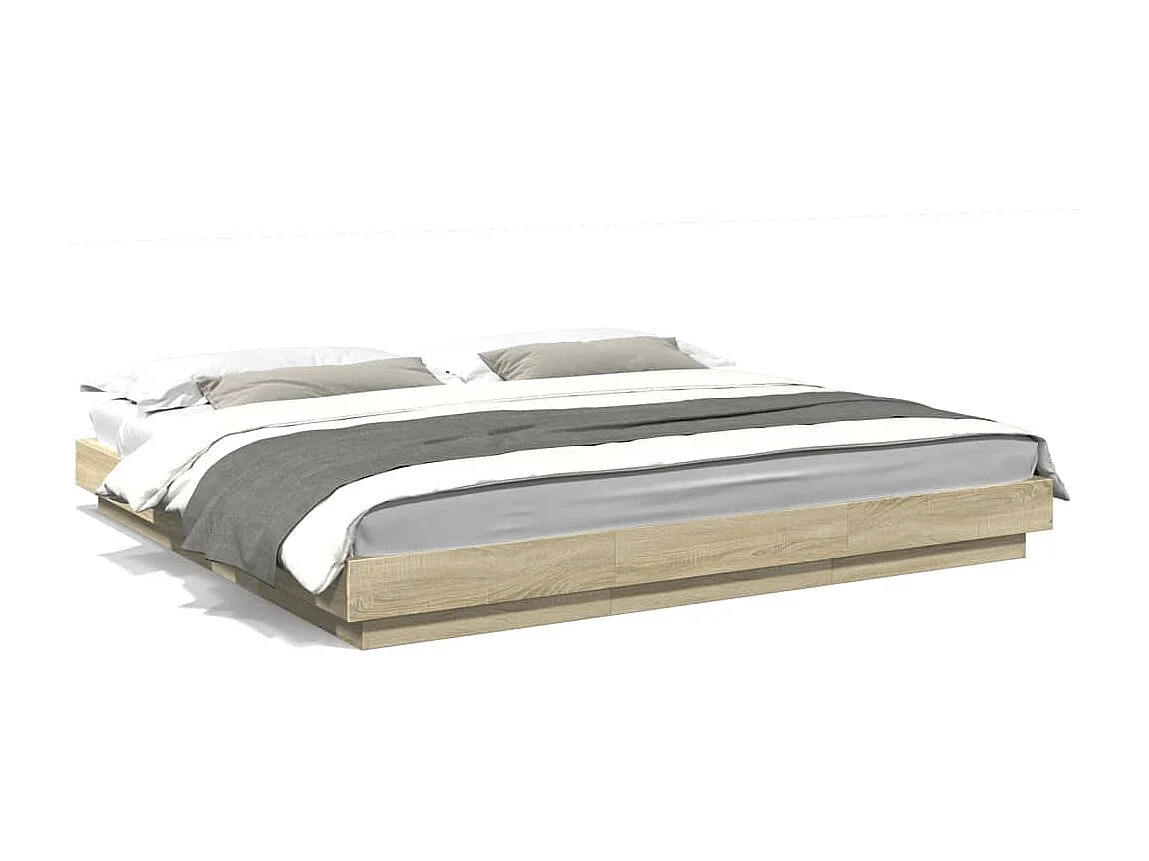 Estructura de cama madera de ingeniería roble Sonoma 200x200 cm