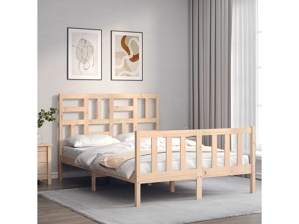 Estructura de cama sin colchón madera de pino blanca 140x200 cm