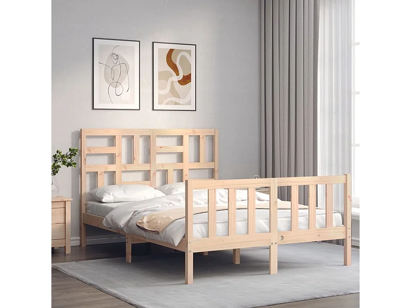 Estructura de cama sin colchón madera de pino blanca 140x200 cm