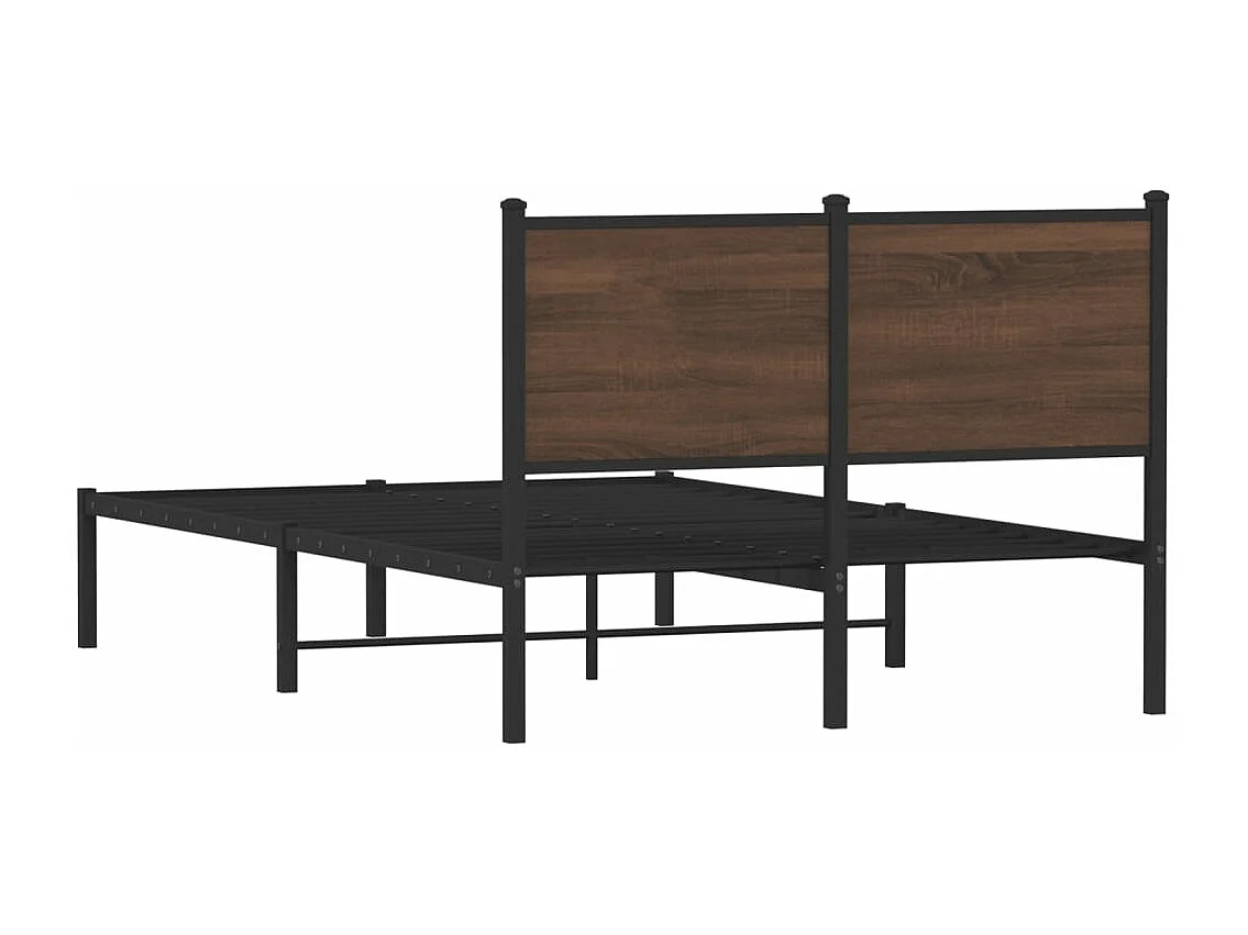 Cadre de lit en métal sans matelas chêne marron 120x190 cm