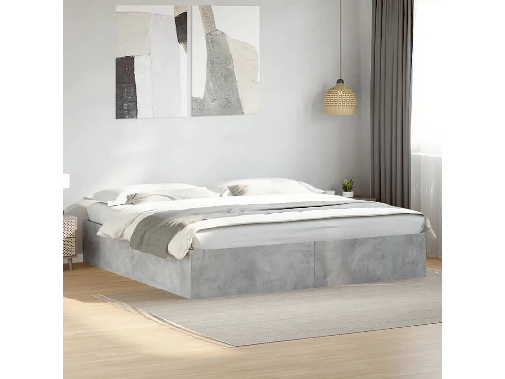 Cadre de lit sans matelas gris béton 180x200 cm