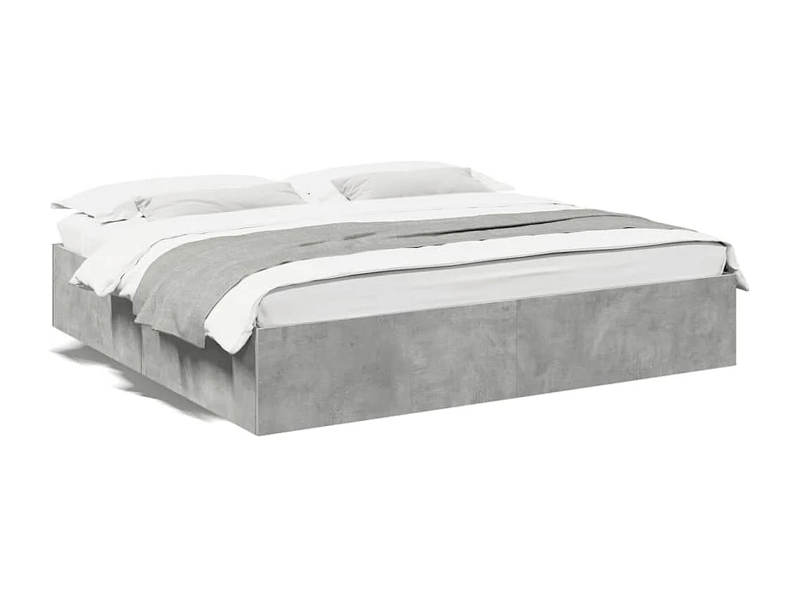 Cadre de lit sans matelas gris béton 180x200 cm