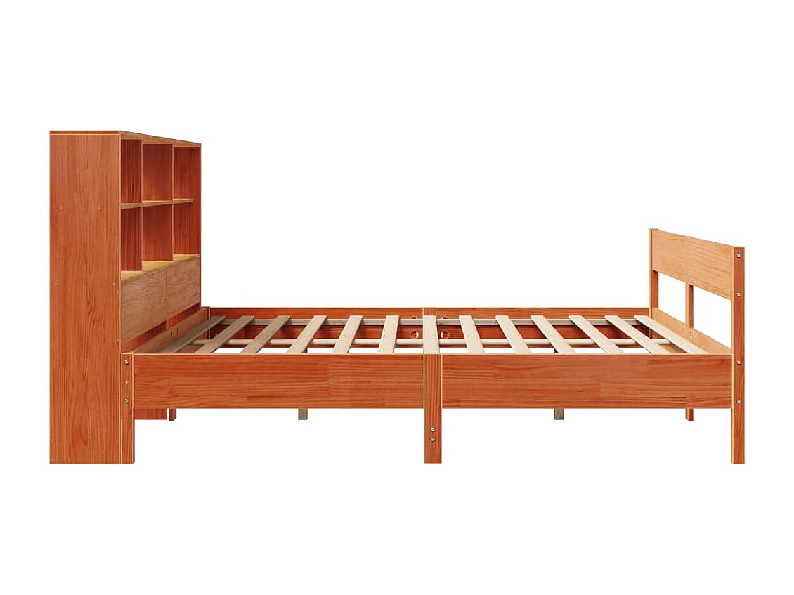 Lit bibliothèque sans matelas cire marron 180x200 cm pin massif