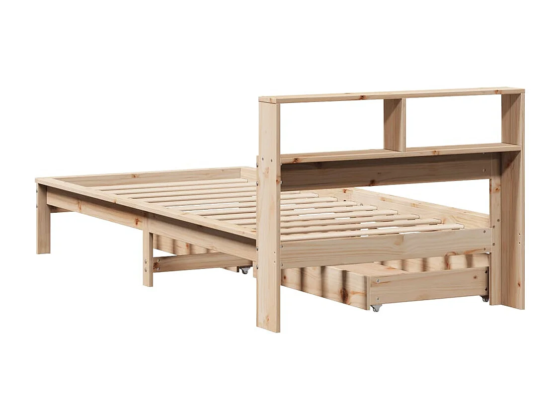 Lit bibliothèque sans matelas 100x200 cm bois massif de pin