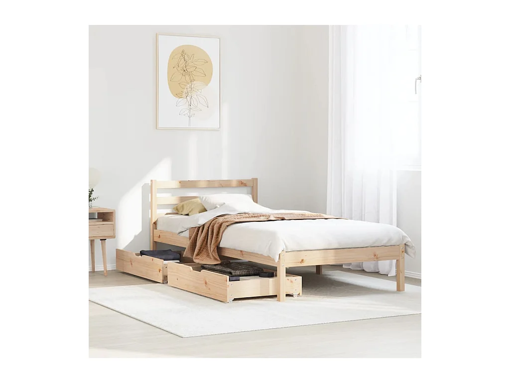 Bedframe zonder matras massief grenenhout 75x190 cm