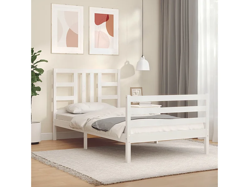 Cadre de lit sans matelas blanc 100x200 cm bois de pin massif