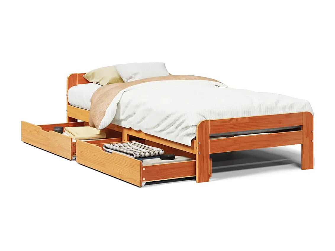 Letto senza Materasso Marrone Cera 75x190 cm in Legno di Pino
