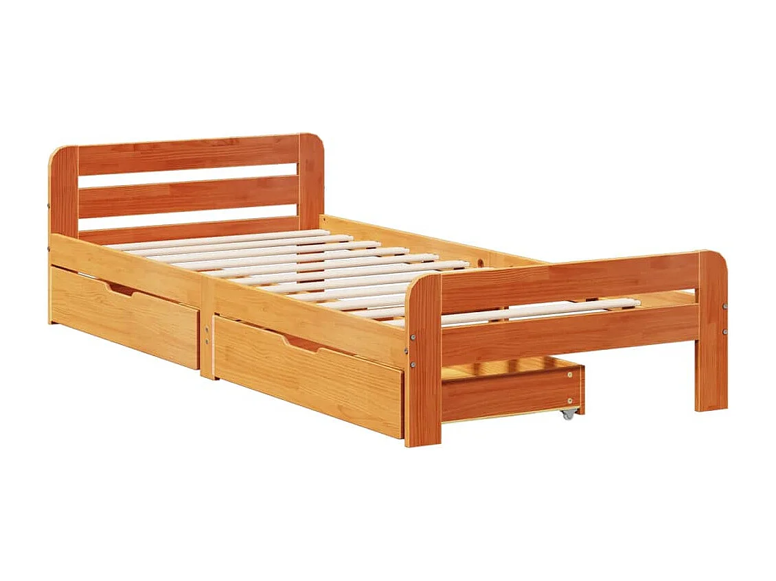 Letto senza Materasso Marrone Cera 75x190 cm in Legno di Pino