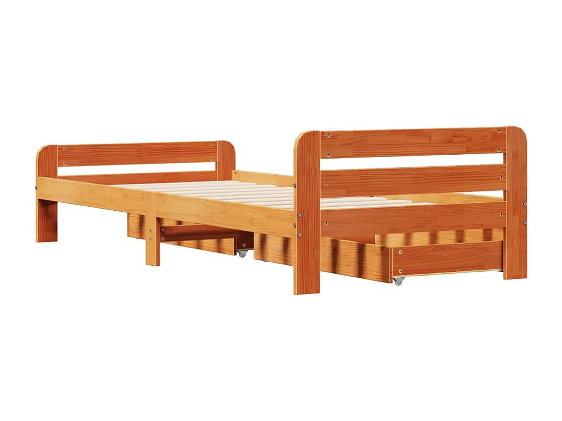 Letto senza Materasso Marrone Cera 75x190 cm in Legno di Pino