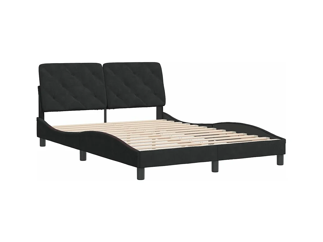 Cadre de lit sans matelas noir 140x200 cm velours