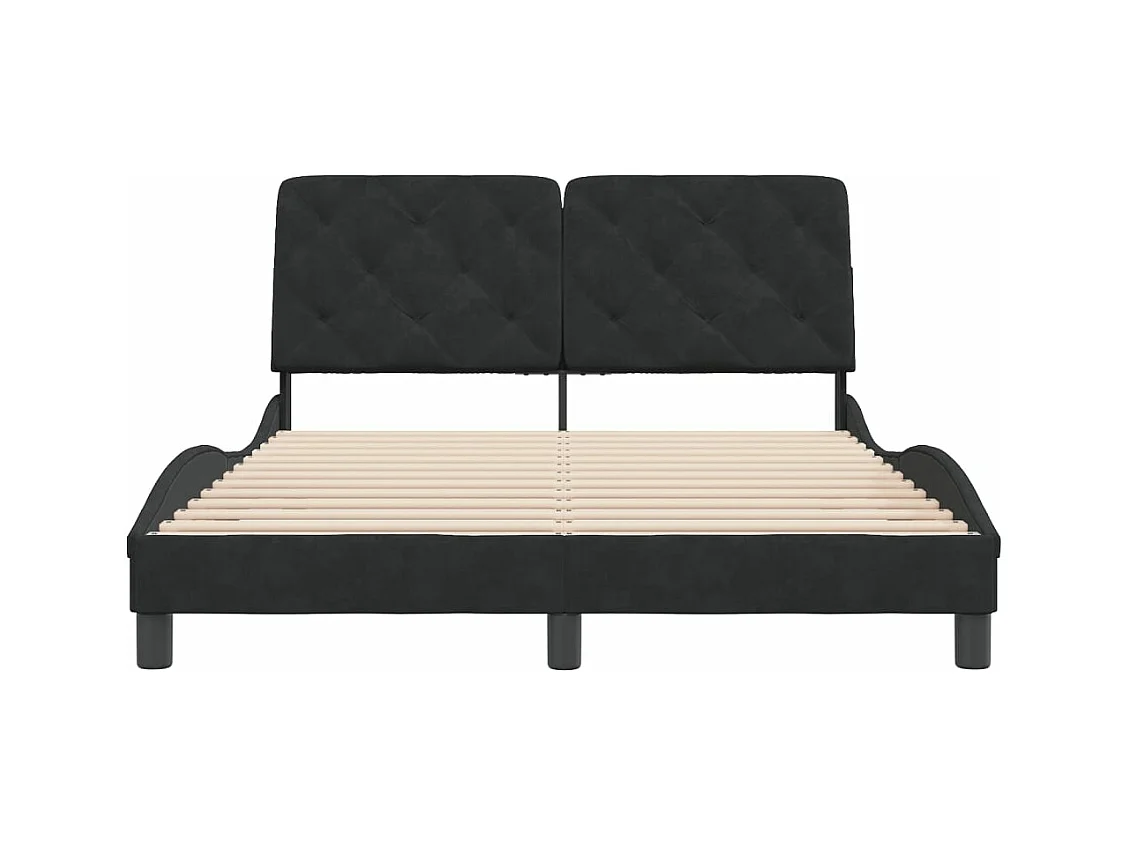 Cadre de lit sans matelas noir 140x200 cm velours