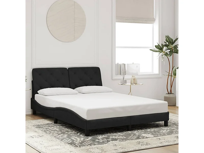 Cadre de lit sans matelas noir 140x200 cm velours