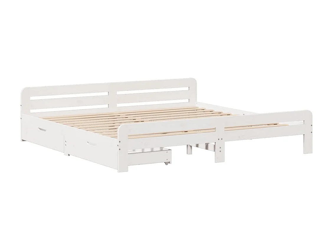 Cama sem colchão 200x200 cm madeira de pinho maciça branco