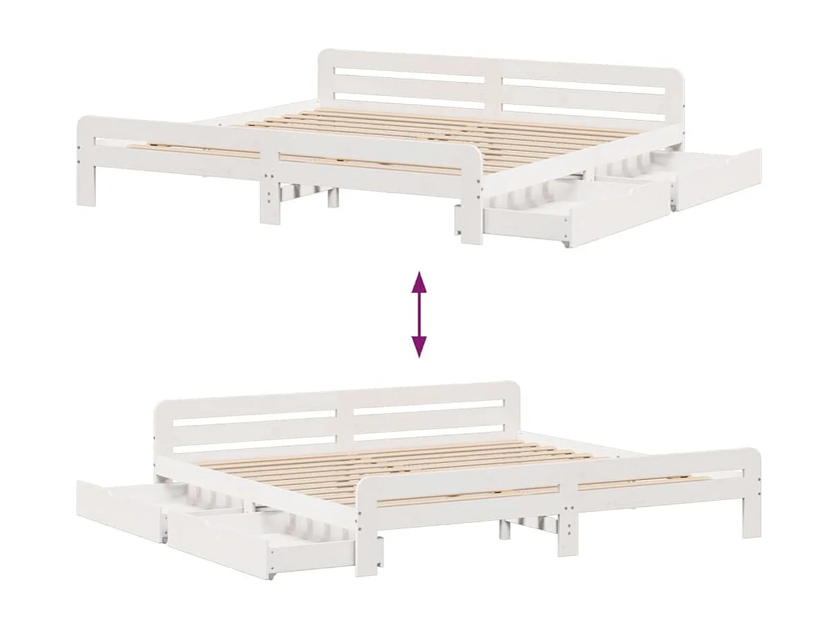 Cama sem colchão 200x200 cm madeira de pinho maciça branco