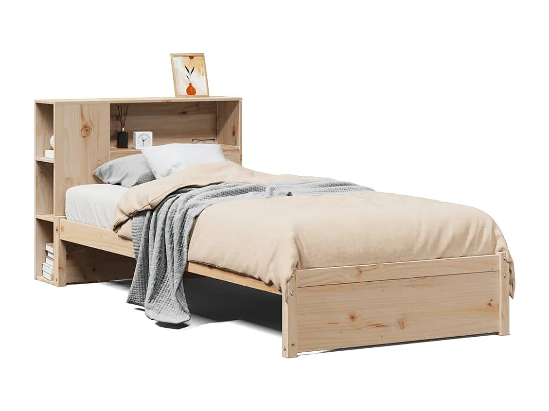 Lit bibliothèque sans matelas 75x190 cm bois de pin massif
