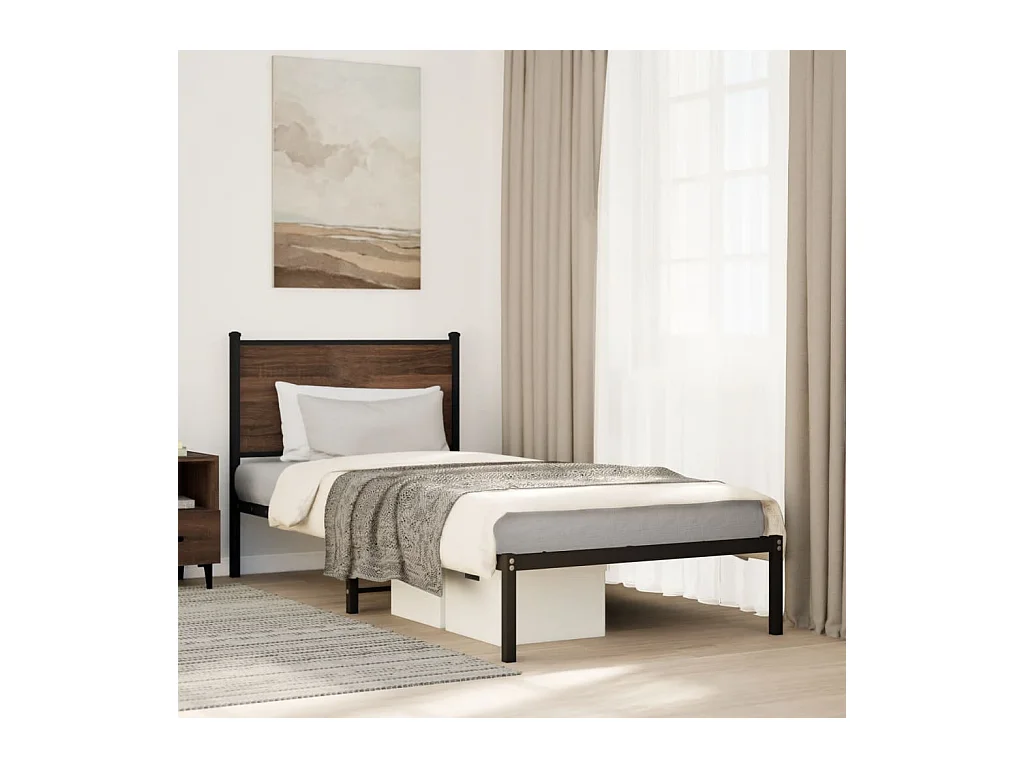Giroletto senza Materasso in Metallo Rovere Marrone 90x190 cm